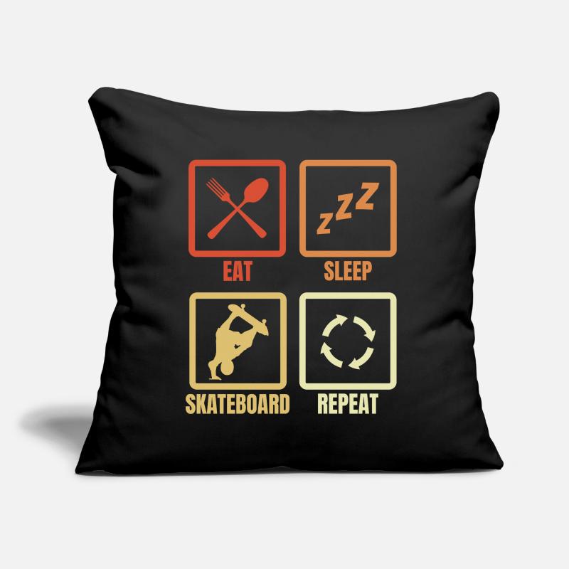 Mange Sommeil Skateboard Répéter Housse de coussin décorative 45 x 45 cm