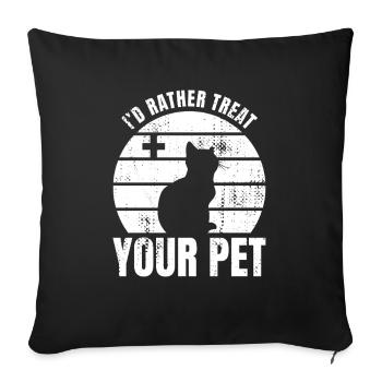 Je préfère traiter les animaux de compagnie - Housse de coussin décorative 45 x 45 cm - noir - Devant
