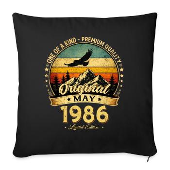 Cadeau du 40e anniversaire Mari Original mai 1986 - Housse de coussin décorative 45 x 45 cm - noir - Devant