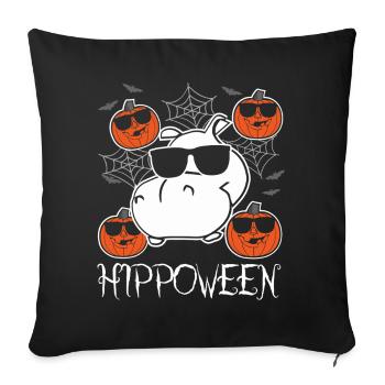Safari Afrique Faune du Serengeti hippopotame d’Halloween - Housse de coussin décorative 45 x 45 cm - noir - Devant
