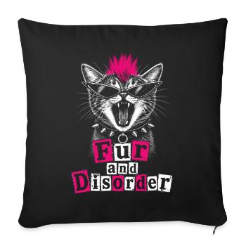 Pelage et Désordre Punk Chat Drôle - Housse de coussin décorative 45 x 45 cm - noir - Devant