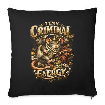 Rat de couleur Rat Fancy Rat Maison Rat Petite Énergie Criminelle - Housse de coussin décorative 45 x 45 cm - noir - Devant