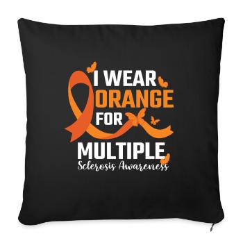 Multiple Sclerosis Orange Ribbon MS Awareness - Sofa pillowcase 17,3'' x 17,3'' (45 x 45 cm) - black - Front