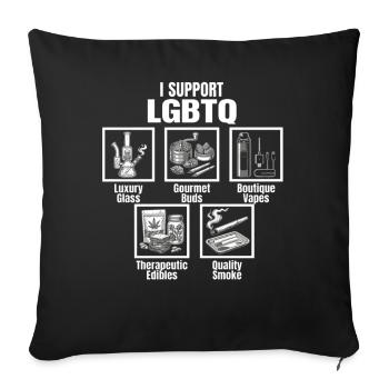 Humour de vie LGBTQ fumeur de cannabis - Housse de coussin décorative 45 x 45 cm - noir - Devant
