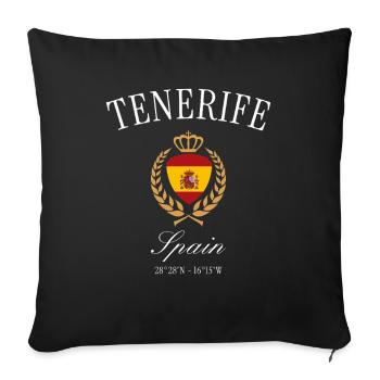 Couronne des armoiries Tenerife Espagne – Souvenir de voyage - Housse de coussin décorative 45 x 45 cm - noir - Devant