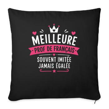 Meilleure prof de français  - Housse de coussin décorative 45 x 45 cm - noir - Devant
