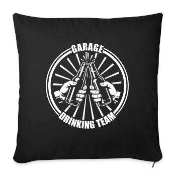 Équipe de boisson au garage, amateur de voitures, mécanicien automobile - Housse de coussin décorative 45 x 45 cm - noir - Devant