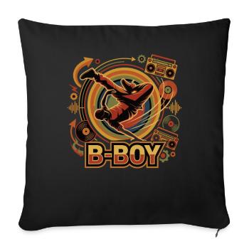 Breakdance B-Boy Hip Hop Rétro Streetstyle - Housse de coussin décorative 45 x 45 cm - noir - Devant