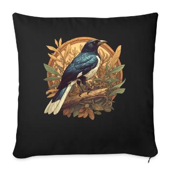 Elstern Elster - Sofakissenbezug 45 x 45 cm - Schwarz - Vorne
