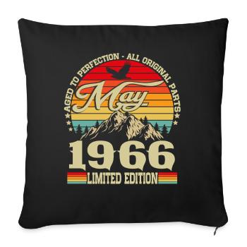 Vintage mai 1966 Vintage Rétro Anniversaire - Housse de coussin décorative 45 x 45 cm - noir - Devant