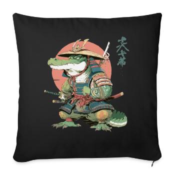 Samurai Alligator in Sunset Armor - Sofa pillowcase 17,3'' x 17,3'' (45 x 45 cm) - black - Front