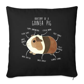 Guinea Pig Anatomy - Sofa pillowcase 17,3'' x 17,3'' (45 x 45 cm) - black - Front