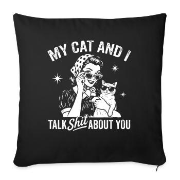Style chat et paroles coquines Chats qui parlent comme des merdes - Housse de coussin décorative 45 x 45 cm - noir - Devant