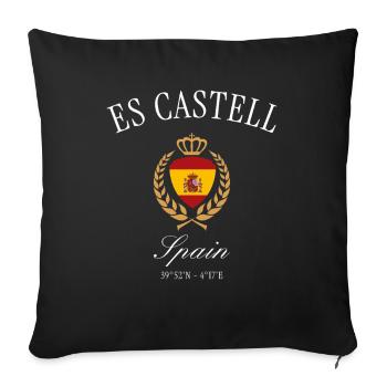 Es Castell Menorca Spain Coat of Arms – Travel Souvenir - Sofa pillowcase 17,3'' x 17,3'' (45 x 45 cm) - black - Front