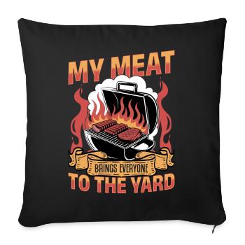 Barbecue grillant de la viande Grillant Barbecue - Housse de coussin décorative 45 x 45 cm - noir - Devant