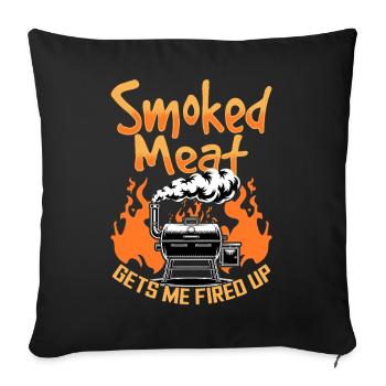 Barbecue grillant de la viande Grillant Barbecue - Housse de coussin décorative 45 x 45 cm - noir - Devant