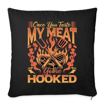 Barbecue grillant de la viande Grillant Barbecue - Housse de coussin décorative 45 x 45 cm - noir - Devant