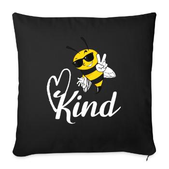 Be Kind Bee Peace Sign Cute Honeybee Art - Sofa pillowcase 17,3'' x 17,3'' (45 x 45 cm) - black - Front