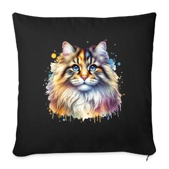 Norwegian Forest Cat Motif - Sofa pillowcase 17,3'' x 17,3'' (45 x 45 cm) - black - Front