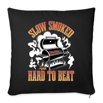 Barbecue grillant de la viande Grillant Barbecue - Housse de coussin décorative 45 x 45 cm - noir - Devant