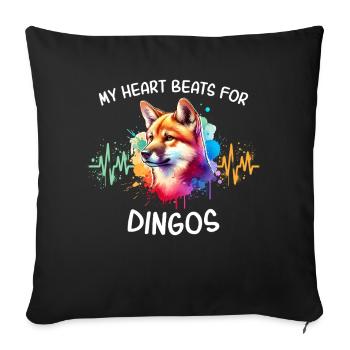 Ligne du cœur du chien sauvage australien - Housse de coussin décorative 45 x 45 cm - noir - Devant