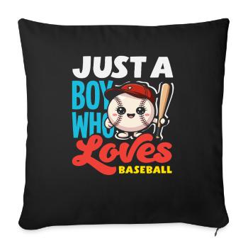 Juste un garçon qui aime le baseball enfant - Housse de coussin décorative 45 x 45 cm - noir - Devant