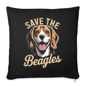 Save the Beagles Dog Portrait Tee - Sofa pillowcase 17,3'' x 17,3'' (45 x 45 cm) - black - Front