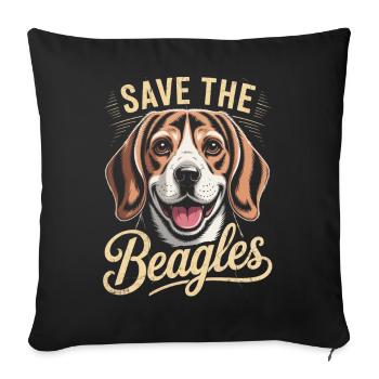 Save the Beagles - Sofa pillowcase 17,3'' x 17,3'' (45 x 45 cm) - black - Front
