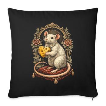 Rat de couleur Rat fantaisie Rat de la grande souris Rat domestique - Housse de coussin décorative 45 x 45 cm - noir - Devant