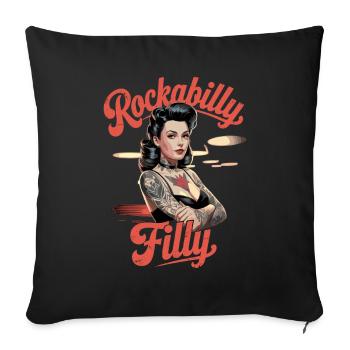 Rockabilly Filly Tattoo Retro Pin-Up - Housse de coussin décorative 45 x 45 cm - noir - Devant