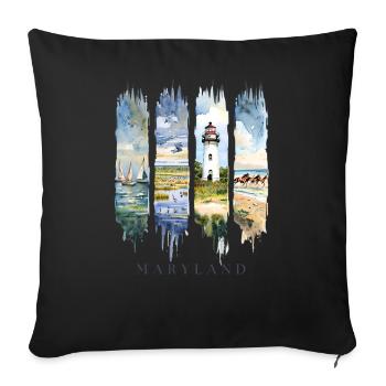 Maryland Vacation Travel – Harbor & Water Motif - Sofa pillowcase 17,3'' x 17,3'' (45 x 45 cm) - black - Front