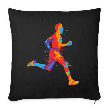 Course de jogging colorée Garçons garçons Coureurs - Housse de coussin décorative 45 x 45 cm - noir - Devant