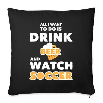 Beer and Soccer Fan Sports Typography Graphic - Sofa pillowcase 17,3'' x 17,3'' (45 x 45 cm) - black - Front