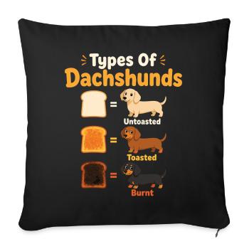Types drôles de teckels et chiens - Housse de coussin décorative 45 x 45 cm - noir - Devant