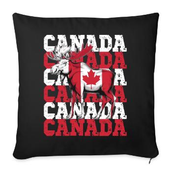 Canadian Moose with Maple Leaf Flag - Sofa pillowcase 17,3'' x 17,3'' (45 x 45 cm) - black - Front