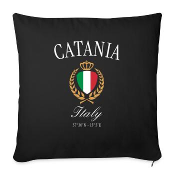 Catania Italien Wappen Krone – Reise Souvenir - Sofakissenbezug 45 x 45 cm - Schwarz - Vorne