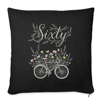 Bicycle 60th Birthday Ladies - Sofa pillowcase 17,3'' x 17,3'' (45 x 45 cm) - black - Front