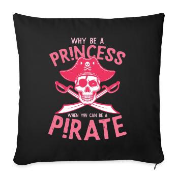 Princesse ou Pirate Girl Power Design - Housse de coussin décorative 45 x 45 cm - noir - Devant