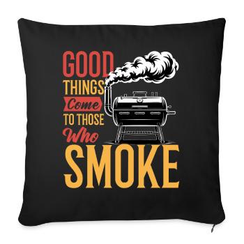 Barbecue grillant de la viande Grillant Barbecue - Housse de coussin décorative 45 x 45 cm - noir - Devant