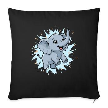 Süßer Elefant mit Farbspritzer - Sofakissenbezug 45 x 45 cm - Schwarz - Vorne