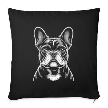 Bouledogue français Frenchie - Housse de coussin décorative 45 x 45 cm - noir - Devant