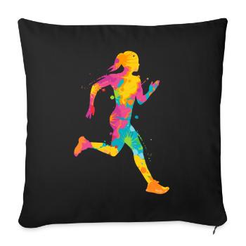 Running Colorful Jogging Ladies Kids Girls Runner - Sofa pillowcase 17,3'' x 17,3'' (45 x 45 cm) - black - Front