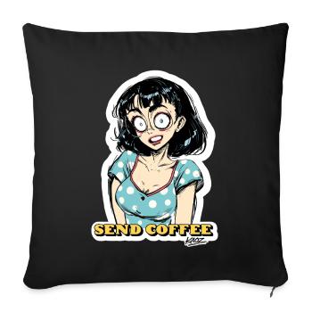 Send Coffee Anime Girl Sticker - Sofa pillowcase 17,3'' x 17,3'' (45 x 45 cm) - black - Front