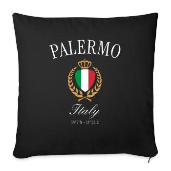Palermo Italien Wappen Krone – Reise Souvenir - Sofakissenbezug 45 x 45 cm - Schwarz - Vorne