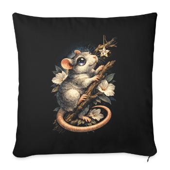 Rat de couleur Rat fantaisie Rat de la grande souris Rat domestique - Housse de coussin décorative 45 x 45 cm - noir - Devant