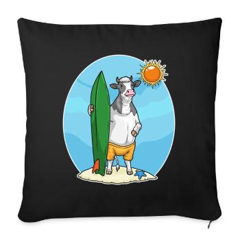 Cow Beach Surfboard Summer - Sofa pillowcase 17,3'' x 17,3'' (45 x 45 cm) - black - Front