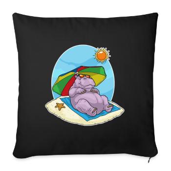 Hippopotamus Beach Parasol Summer - Sofa pillowcase 17,3'' x 17,3'' (45 x 45 cm) - black - Front