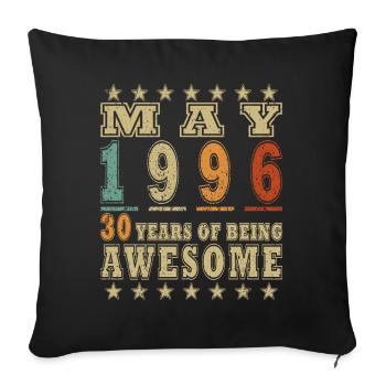 May 1996 – 30 years of Awesome Retro - Sofa pillowcase 17,3'' x 17,3'' (45 x 45 cm) - black - Front