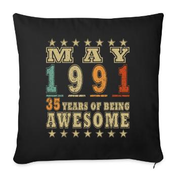 May 1991 – 35 Jahre Awesome - Sofakissenbezug 45 x 45 cm - Schwarz - Vorne