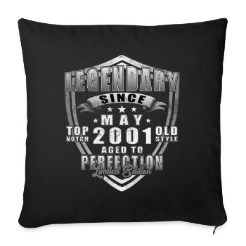 Vintage Mai 2001 Anniversaire - Housse de coussin décorative 45 x 45 cm - noir - Devant